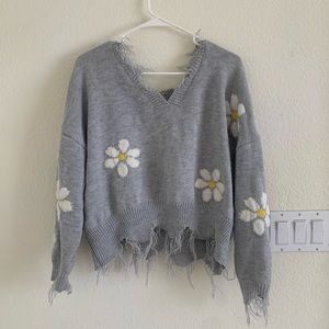 GREY SUNFLOWER SWEATER
